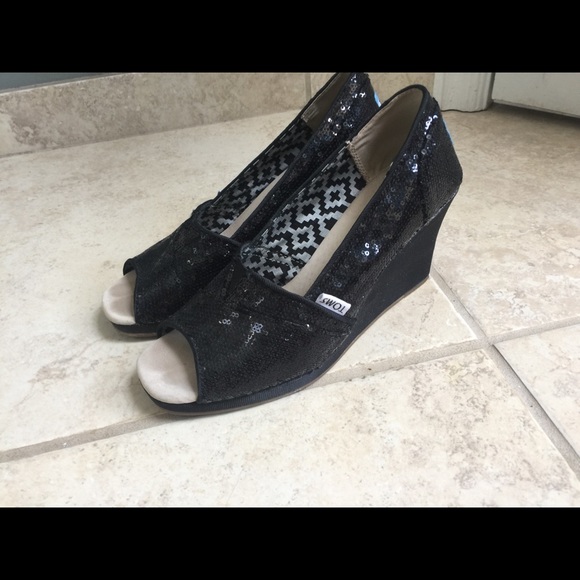 Toms Black Sequin Shoes - Picture 4 of 4
